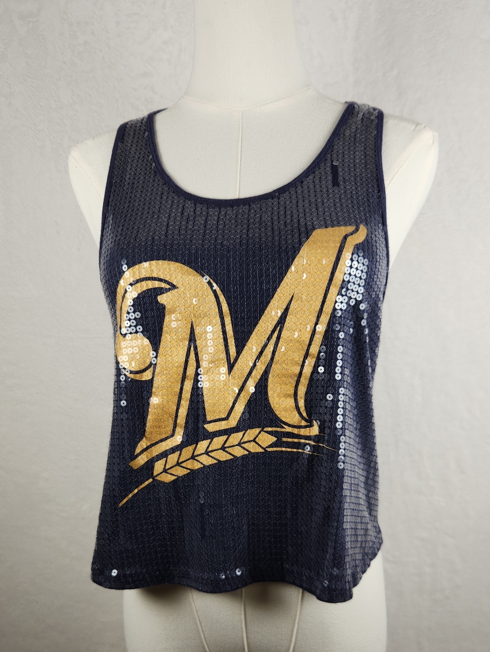 PINK Victoria's Secret Milwaukee Brewers Navy Sequin Tank XS